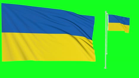 Greenscreen-Schwenkt-Ukrainische-Flagge-Oder-Fahnenmast